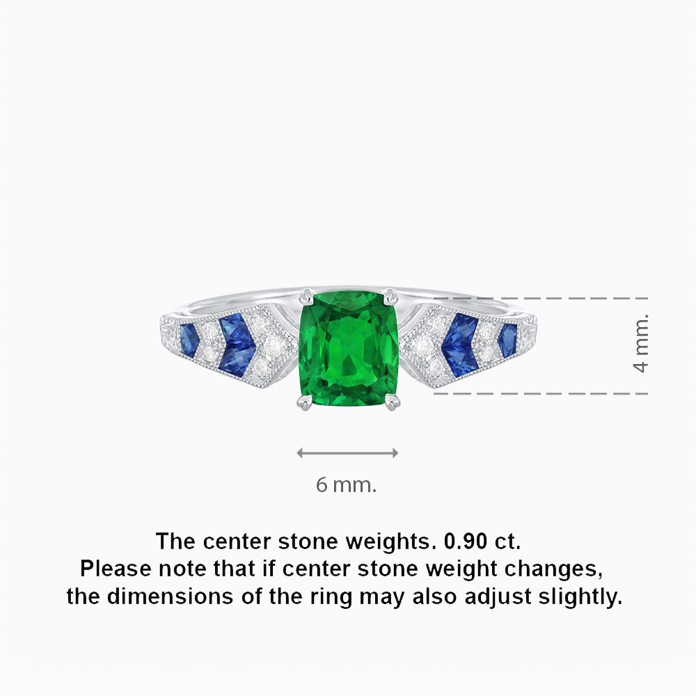 Cushion Shape Arrow Head Shank Ring with Gemstone
