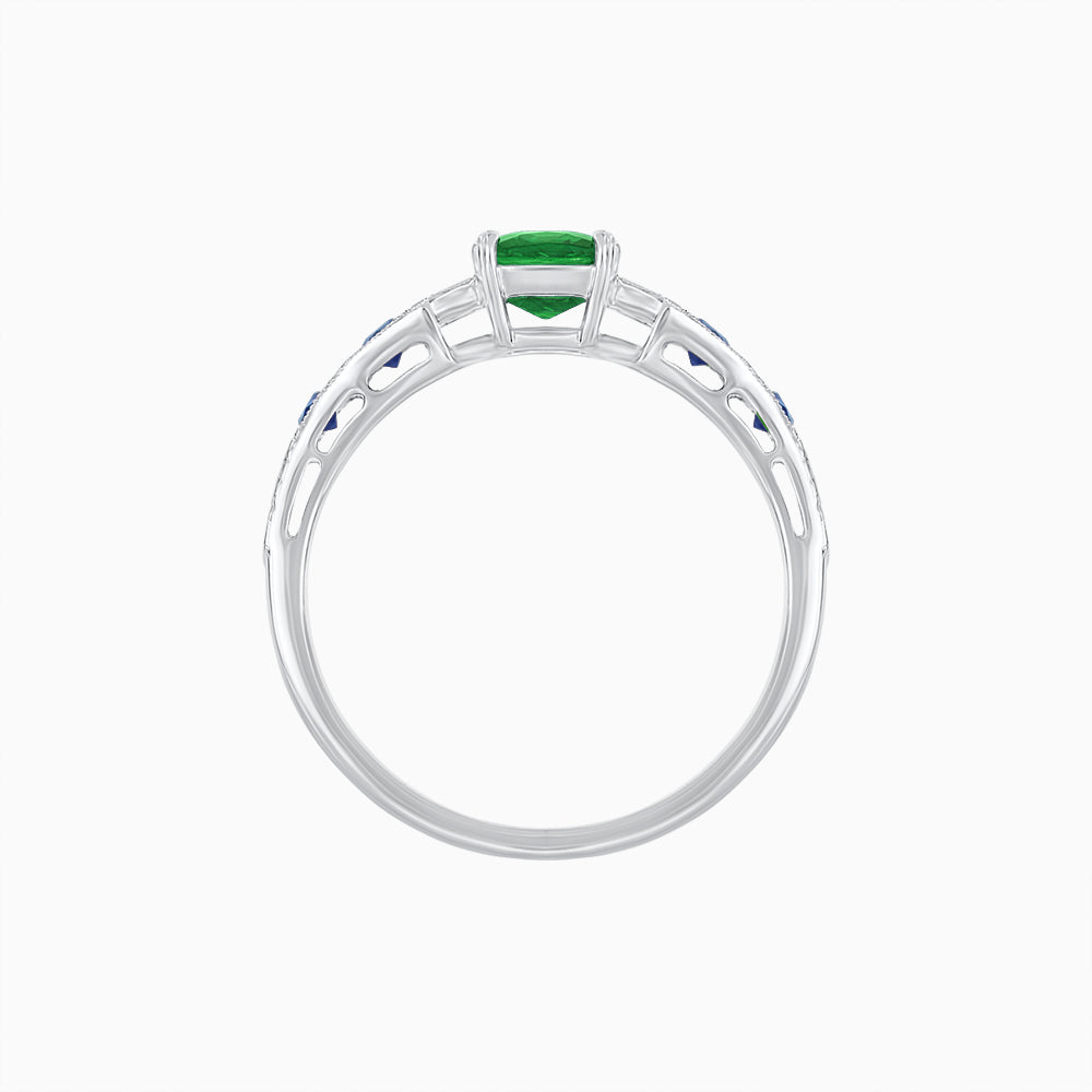 Cushion Shape Arrow Head Shank Ring with Gemstone