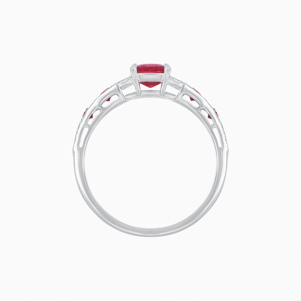 Cushion Shape Arrow Head Shank Ring with Gemstone