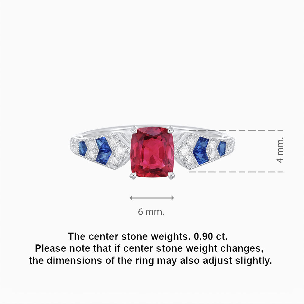Cushion Shape Arrow Head Shank Ring with Gemstone