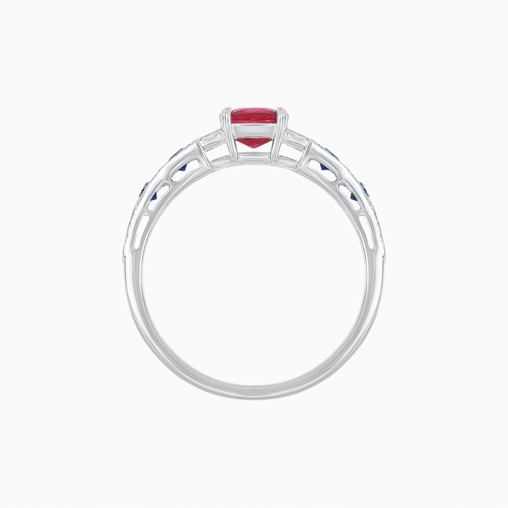 Cushion Shape Arrow Head Shank Ring with Gemstone