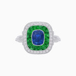Load image into Gallery viewer, Art Deco Inspired Cushion Gemstone &amp; Diamond Halo Ring