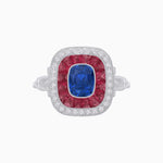 Load image into Gallery viewer, Art Deco Inspired Cushion Gemstone &amp; Diamond Halo Ring