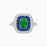 Load image into Gallery viewer, Art Deco Inspired Cushion Gemstone &amp; Diamond Halo Ring