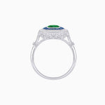 Load image into Gallery viewer, Art Deco Inspired Cushion Gemstone &amp; Diamond Halo Ring