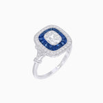 Load image into Gallery viewer, Art Deco Inspired Cushion Gemstone &amp; Diamond Halo Ring