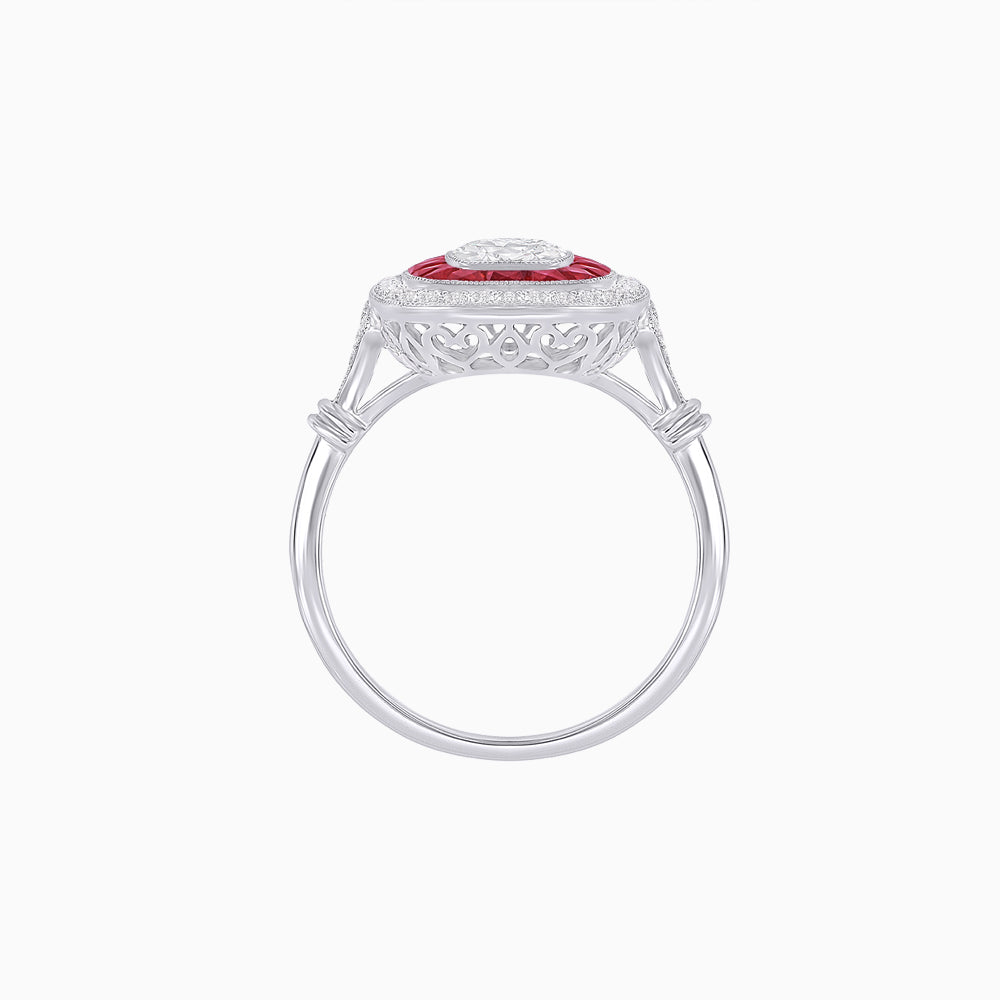 Art Deco Inspired Cushion Gemstone & Diamond Halo Ring
