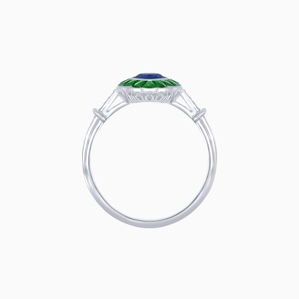 Art Deco Inspired Marquise shaped Gemstone Ring