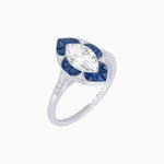 Load image into Gallery viewer, Art Deco Inspired Marquise Cut Calibré Gemstone Halo Ring