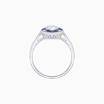 Load image into Gallery viewer, Art Deco Inspired Marquise Cut Calibré Gemstone Halo Ring