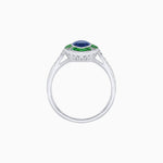 Load image into Gallery viewer, Art Deco Inspired Marquise Cut Calibré Gemstone Halo Ring
