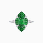 Load image into Gallery viewer, Art Deco Inspired Marquise Cut Calibré Gemstone Halo Ring