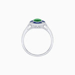 Load image into Gallery viewer, Art Deco Inspired Marquise Cut Calibré Gemstone Halo Ring