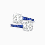 Load image into Gallery viewer, Bypass Toi et Moi Ring with Cushion Cut Gemstones and French-Cut Accents