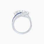 Load image into Gallery viewer, Bypass Toi et Moi Ring with Cushion Cut Gemstones and French-Cut Accents
