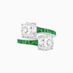Load image into Gallery viewer, Bypass Toi et Moi Ring with Cushion Cut Gemstones and French-Cut Accents