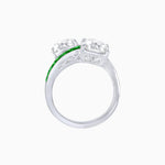 Load image into Gallery viewer, Bypass Toi et Moi Ring with Cushion Cut Gemstones and French-Cut Accents