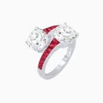 Load image into Gallery viewer, Bypass Toi et Moi Ring with Cushion Cut Gemstones and French-Cut Accents