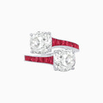 Load image into Gallery viewer, Bypass Toi et Moi Ring with Cushion Cut Gemstones and French-Cut Accents