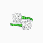 Load image into Gallery viewer, Bypass Toi et Moi Ring with Cushion Cut Gemstones and French-Cut Accents