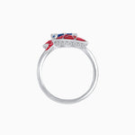 Load image into Gallery viewer, Art Deco Style Fan Motif Ring with Round Center Stone and Calibre-Cut Gemstone Accents