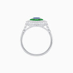 Load image into Gallery viewer, Vintage Style Marquise Ring with French-Cut Gemstone Halo and Scalloped Diamond Border