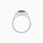 Load image into Gallery viewer, Vintage Style Marquise Ring with French-Cut Gemstone Halo and Scalloped Diamond Border