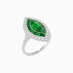 Load image into Gallery viewer, Vintage Style Marquise Ring with French-Cut Gemstone Halo and Scalloped Diamond Border