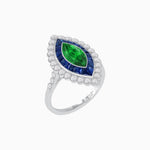 Load image into Gallery viewer, Vintage Style Marquise Ring with French-Cut Gemstone Halo and Scalloped Diamond Border