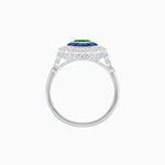 Load image into Gallery viewer, Vintage Style Marquise Ring with French-Cut Gemstone Halo and Scalloped Diamond Border