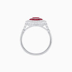 Load image into Gallery viewer, Vintage Style Marquise Ring with French-Cut Gemstone Halo and Scalloped Diamond Border