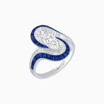 Load image into Gallery viewer, Art Deco Style Marquise Cut Wave Ring Mounting with Baguette Diamonds and Calibre-Cut Gemstones