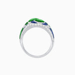 Load image into Gallery viewer, Art Deco Style Two-Ring Set with Round Center Stones and French-Cut Gemstone Accents