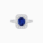 Load image into Gallery viewer, Art Deco Oval Cut Gemstone Ring with Diamond Halo and Baguette Accents