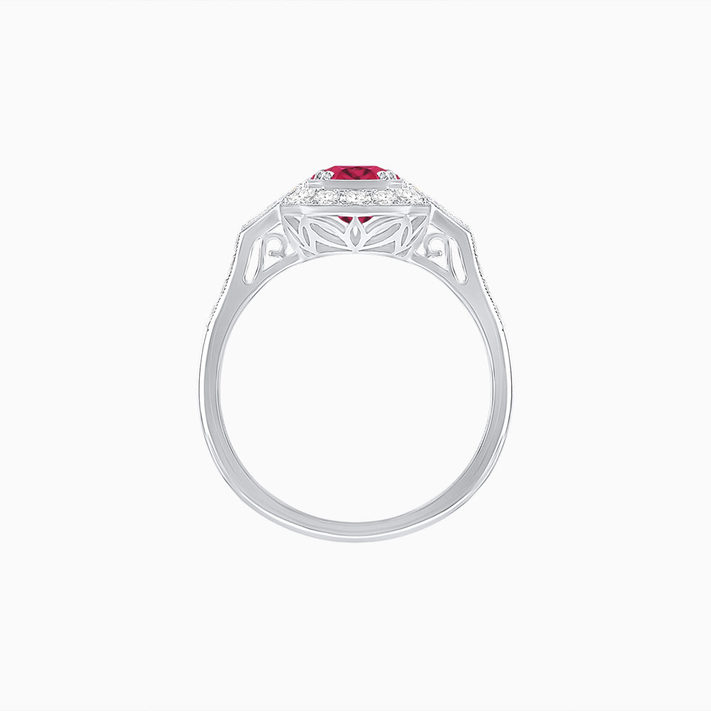 Art Deco Oval Cut Gemstone Ring with Diamond Halo and Baguette Accents