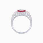 Load image into Gallery viewer, Art Deco Inspired Oval Cut Ring with Calibré Gemstone Halo and Diamond Accents
