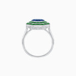 Load image into Gallery viewer, Timeless Art Deco Octagonal Halo Ring with Diamond and Gemstone  (Mounting)