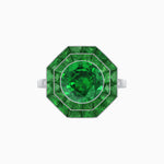 Load image into Gallery viewer, Timeless Art Deco Octagonal Halo Ring with Diamond and Gemstone  (Mounting)