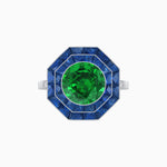 Load image into Gallery viewer, Timeless Art Deco Octagonal Halo Ring with Diamond and Gemstone  (Mounting)