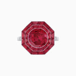 Load image into Gallery viewer, Timeless Art Deco Octagonal Halo Ring with Diamond and Gemstone  (Mounting)