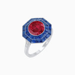 Load image into Gallery viewer, Timeless Art Deco Octagonal Halo Ring with Diamond and Gemstone  (Mounting)