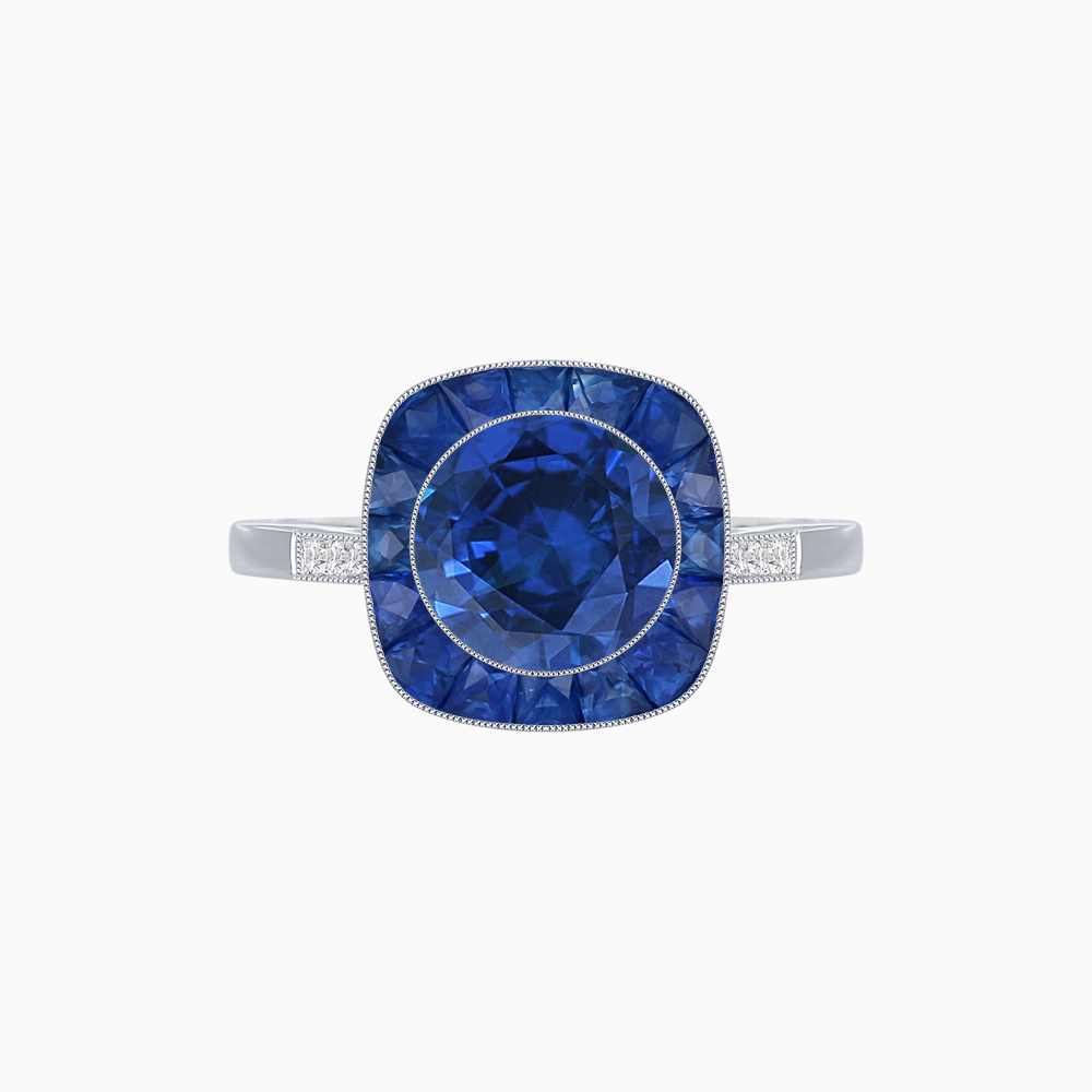 Antique Inspired Gemstone Halo Ring