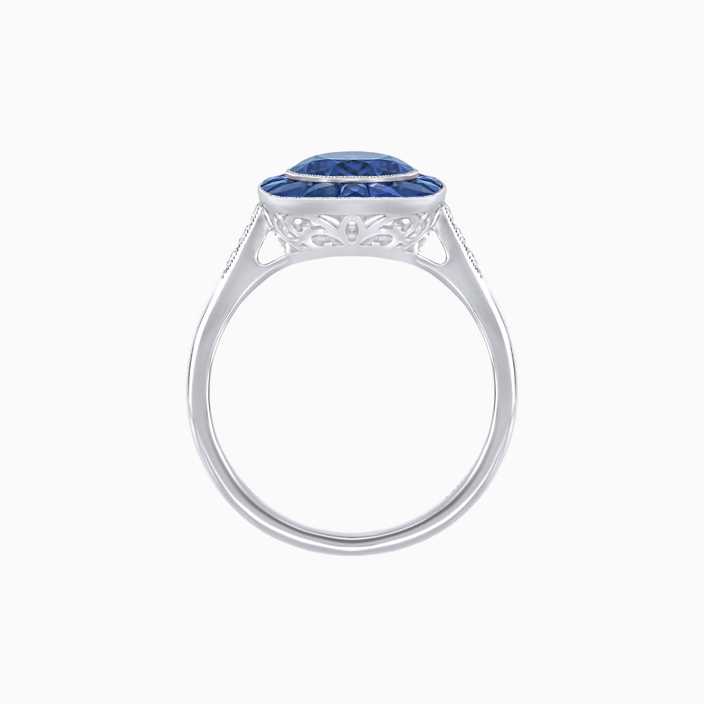 Antique Inspired Gemstone Halo Ring