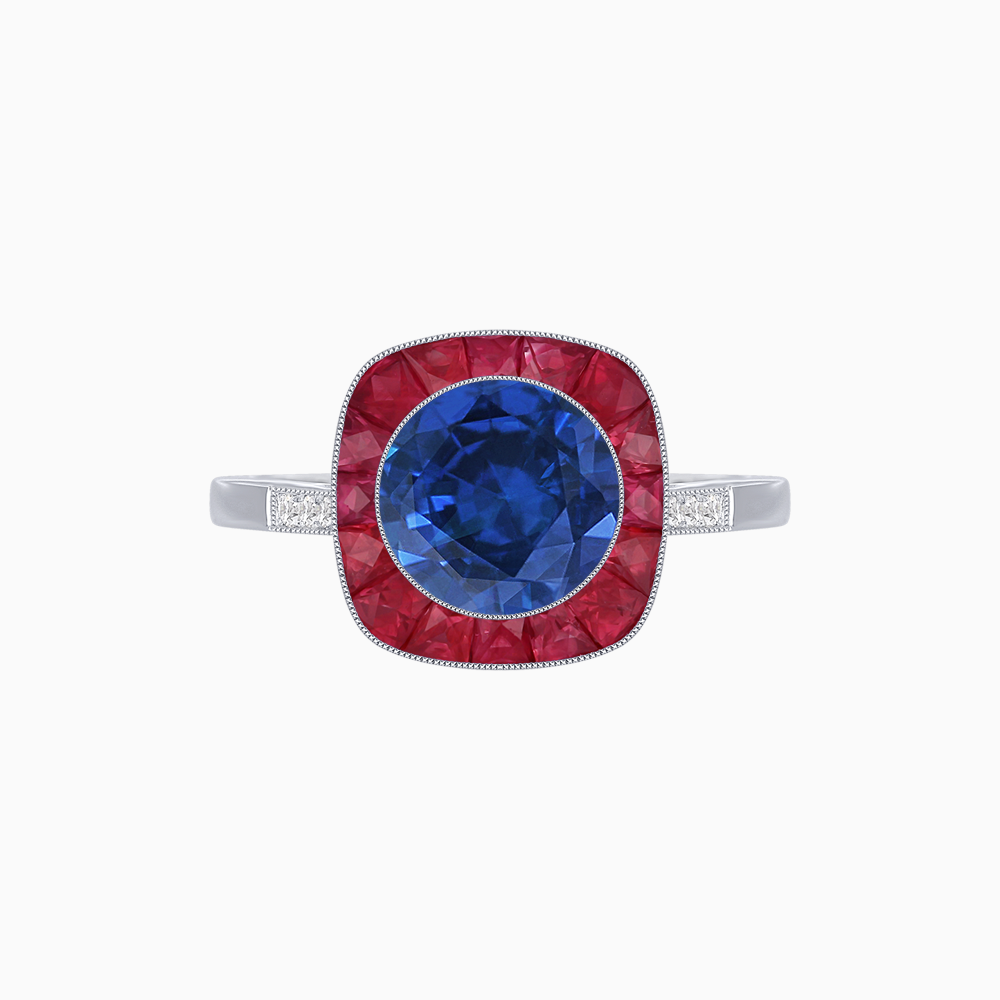 Antique Inspired Gemstone Halo Ring