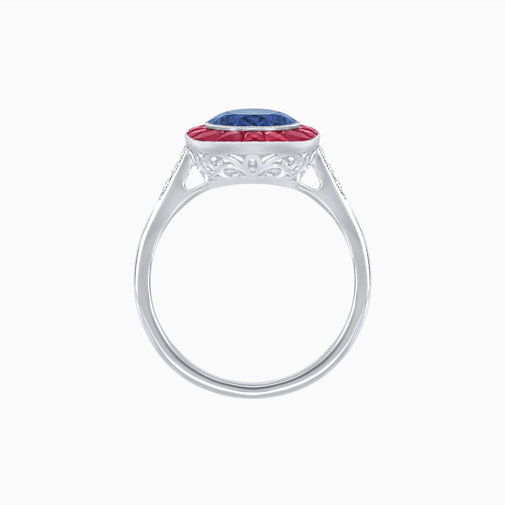 Antique Inspired Gemstone Halo Ring