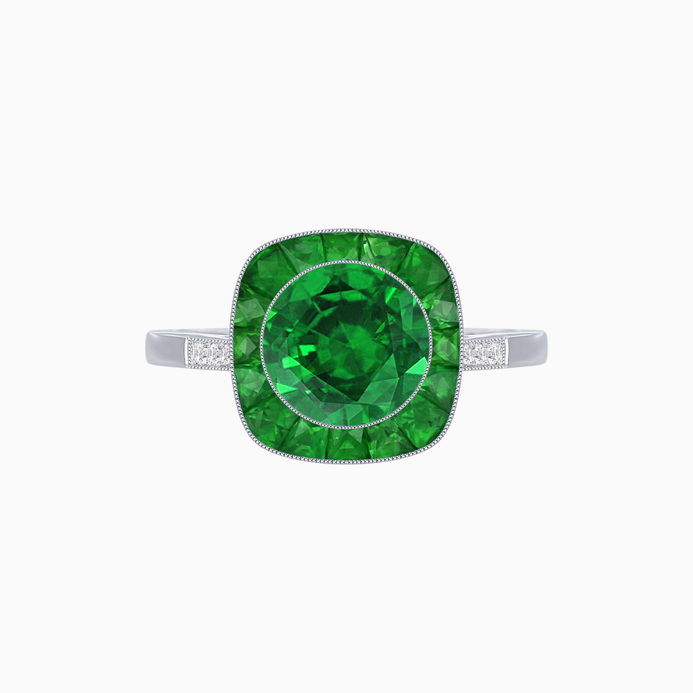 Antique Inspired Gemstone Halo Ring