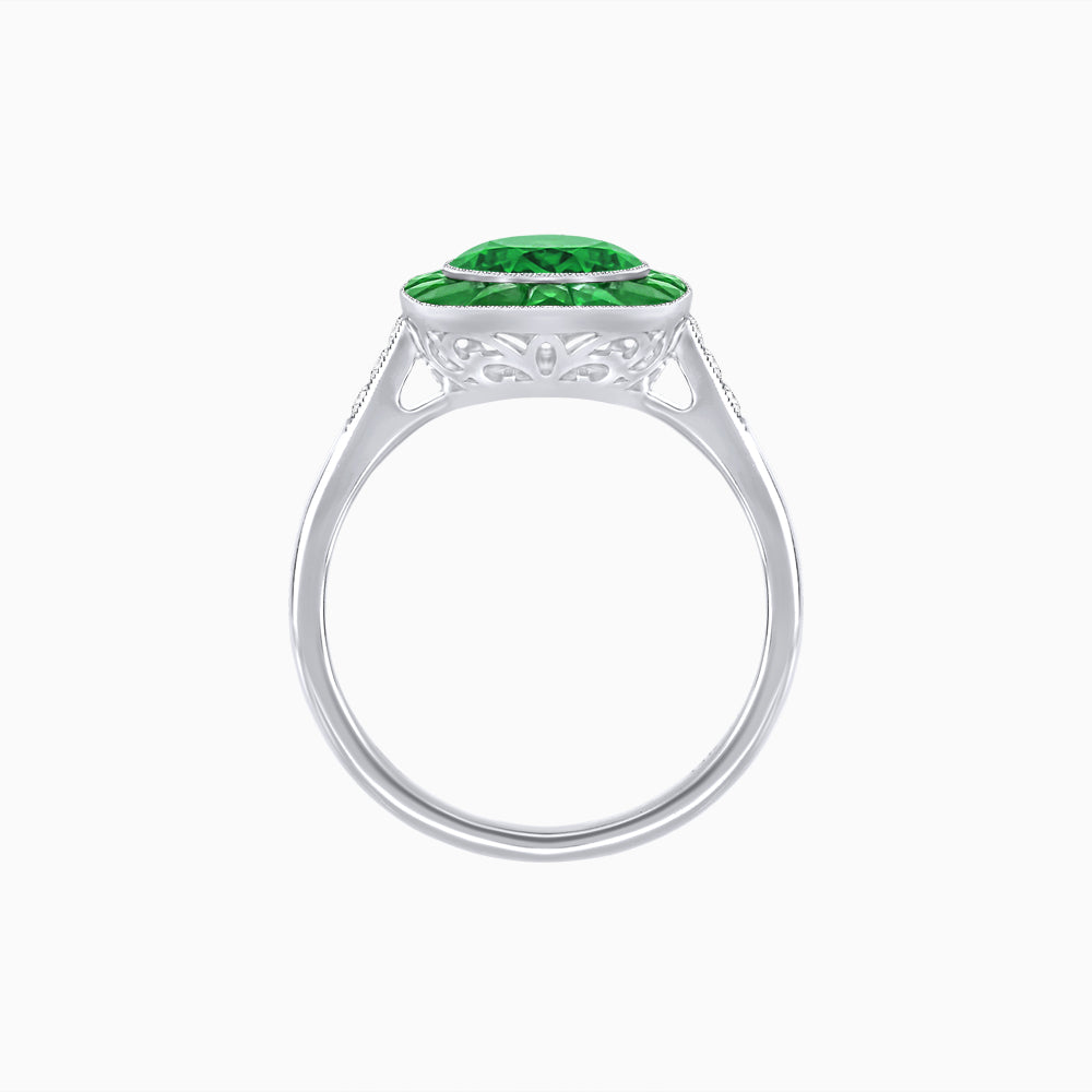Antique Inspired Gemstone Halo Ring