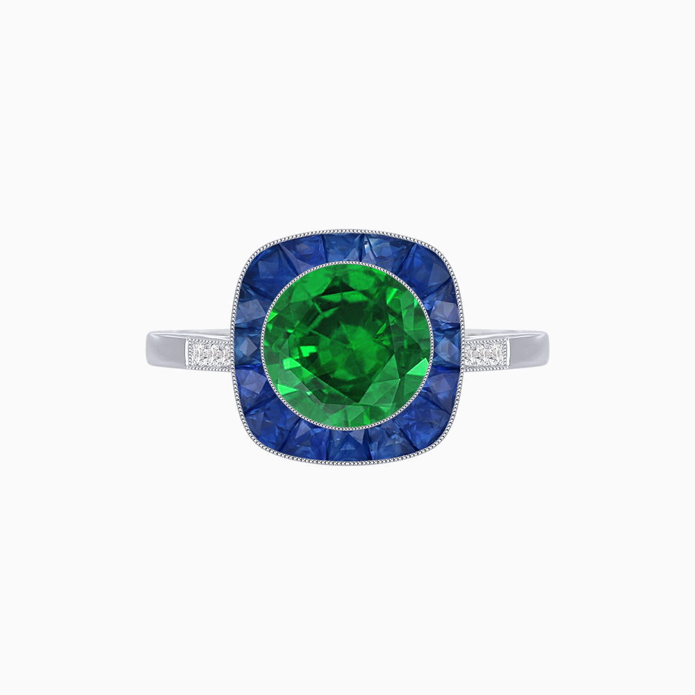 Antique Inspired Gemstone Halo Ring
