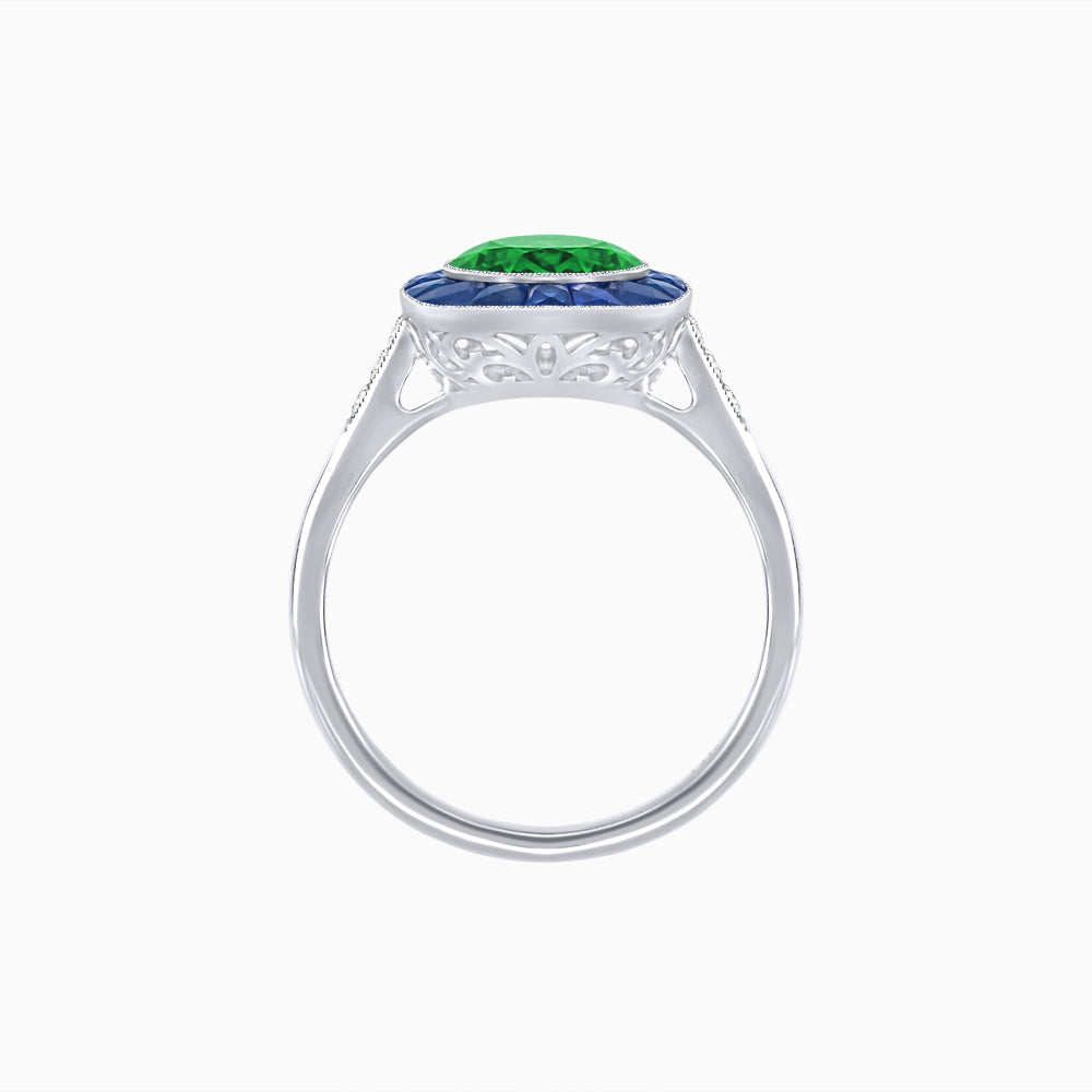 Antique Inspired Gemstone Halo Ring