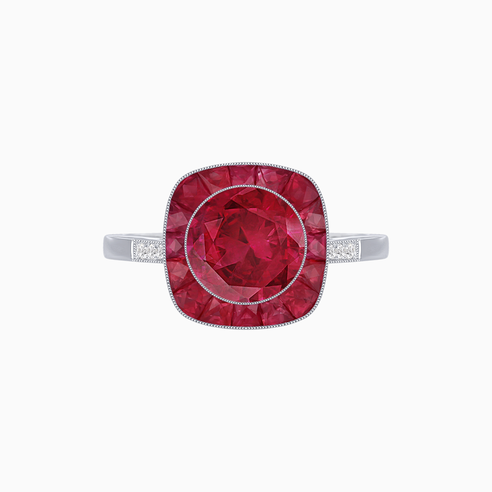Antique Inspired Gemstone Halo Ring